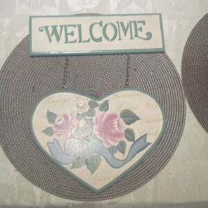 Hand painted Heart Shaped Welcome Sign